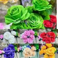 ราคา COD monica ดอกไม้ปลอม กุหลาบดอกใหญ่ 1 ช่อมี 5 ดอก มีให้เลือก 7 สี เขียว,ขาว,ชมพู,แดง,ม่วง,พีช,เหลือง (1732237184207783161)