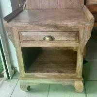 ราคา โต๊ะข้างเตียง ตู้ข้างเตียง ขนาด 40 x 45 x 62 cm วัสดุไม้สัก สีเสี้ยนขาว (1731511863921707516)