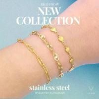 ราคา กำไลข้อมือ ตะขอS สร้อยข้อมือสแตนเลสสีทองเลเซอร์ (1732973243117045544)