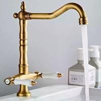 ราคา ฝรั่งเศส ก๊อกน้ำอ่างล้างหน้าแบบย้อนยุค ก๊อกน้ำทองแดงทั้งหมด สไตล์ยุโรปคลาสสิก ก๊อกน้ำแบบสองมือจับ อ่างล้างจานในครัว อ่างล้างผัก สร้างสรรค์ ร้อนและเย็น (1733440223726176149)