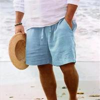 ราคา Muse Harbor Men's Shorts Cotton Linen Blend Drawstring Elastic Waist Solid Color Breathable Beach Shorts Men's Shorts Men's Slacks Men's Shorts Beach Wear Men Shorts Men's Shorts (1734047360842302887)
