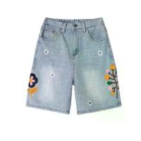 ราคา กางเกงยีนส์ขาสั้น shorts ลายปักดอกไม้ ชายหญิงใส่ได้ ทรงกระบอก (1733845105216751442)