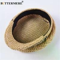 ราคา {FAN CC Shop} BUTTERMERE Straw Newsboy Cap Women Baker Boy Hat Female Khaki British Style Retro Designer Brand Spring Summer Octagonal Cap (1734304137330853677)