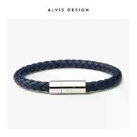 ราคา 2025AIS Leather Cord Bracelet Men Genuine Leather Handmade Woven Bracelet Titanium Steel Magnetic Clasp Men'S Bracelet European And American Simple Style (1733490179709699940)
