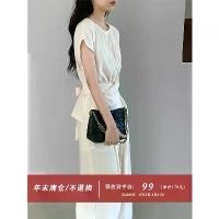 ราคา [Benefit Model No Returns] Jiangzuo Design Sense Irregular Old Money Style Women's Summer Wide-Leg Pants Two-Piece Set 6805 (1734197357562136257)