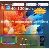 ราคา TUYA Wifi สมาร์ท HDMI2.0 TV ไฟเส้นติดหลังทีวี บรรยากาศแถบ RGBIC LED แสงสําหรับ 40-120 นิ้วทีวี (1734102287118599815)