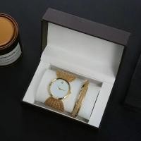 ราคา 2-Piece Set Mesh Strap Wristwatch Gift Box Set European and American New Style Elegant Wide Band Women's Watch Fashion Bracelet Large Dial (1733926134466447151)