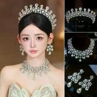 ราคา Main Wedding Dress Accessories Crown Set Luxurious Rhinestone Necklace Sparkling Jewelry Evening Dress Accessories Bridal Hair Accessories (1734149212268168982)