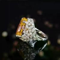 ราคา Live New High Carbon Diamond Ring European and American Luxury Wedding Micro Pave Full Diamond Yellow Diamond Open Ring (1733557254864405757)
