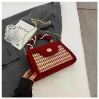 ราคา Small Chanel style shoulder bag Checkered pattern for women with faux pearl accessories Shoulder bag for wedding season high-end wedding bags (1733985086466393558)