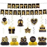 ราคา Cross-Border New Wedding 50th Anniversary Party Decoration Spiral Hanging Banner Honeycomb Ornament Set Customization (1733643571589842232)