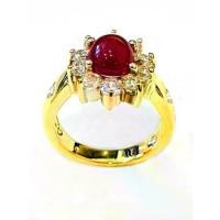 ราคา 【ส่งฟรี】 ✼แหวนเงินแท้ 925 พลอยแดงทับทิมแท้ เพชรล้อม CZ White ชุบทองไมคร่อน♧ (1734275111962576316)