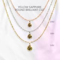 ราคา สร้อยคอบุษราคัมแท้ (Yellow Sapphire) กลมฝังหุ้มมินิมอล เงินแท้ 925 ชุบทองคำขาว/ทอง /โรสโกลด์ จี้พลอย GEORGE Jewelry (1734216704308446459)