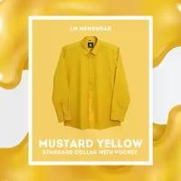 ราคา เสื้อเชิ้ตคอปก มีกระเป๋า สีเหลืองมัสตาร์ด (Mustard Yellow) (1733613683643286845)