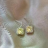 ราคา Silver Needle Yellow Sugar Cube Zircon Earrings New Niche Sweet Light Luxury High-end Earrings Simple Versatile Earrings for Women (1734197770444309601)