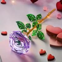 ราคา Elegant Glass Rose Flower Statue - Ornate Leaf & Stem Design with Multicolor Options (Pink, Red, Blue, Purple, Yellow, Green, Orange, White, Brown) - Crystal-Like Texture, Durabl (1733606814718985645)