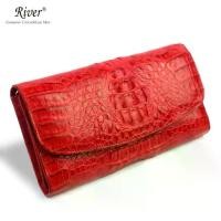 ราคา River กระเป๋า สตางค์ แบบยาว หนังจระเข้ แท้ สีแดง (1729980330714892288)
