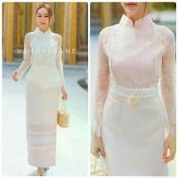 ราคา Vshop #4843 ชุดไทยประยุกต์ เสื้อลูกไม้+กระโปรง ชุดไปงานเต่ง ชุดไปทำบุญ (1733916693995292662)