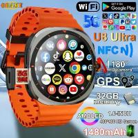 ราคา นาฬิกาอัจฉริยะ, นาฬิกา 8 Ultra 5G, สำหรับผู้ชาย, หน้าจอ HD 480 * 480, หน่วยความจำ 32GB, กล้อง HD, แบตเตอรี่ 1480mAh, NFC, เข้ากันได้กับ GPS และเข็มทิศ, รองรับ WIFI, เหมาะสำหรับกา (1731603996405695513)
