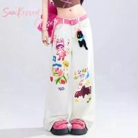 ราคา กางเกงขากว้าง สีขาว สำหรับใส่หน้าร้อนของผู้หญิง ดีไซน์สวย พิมพ์ลายการ์ตูนและระบายสีมือ ทรงตรงและทรงหลวม กางเกง ขาม้า เอวสูง กางเกง ผ้า ไทย เอว สูง กางเกง ขาม้า เอวต่ํา nammon jeans (173218170744527513