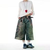 ราคา กางเกงยีนส์ MADWITCH สไตล์อเมริกัน ดีไซน์พิมพ์ลาย 3 มิติ ทรงหลวม ลำลอง ย้อนยุค ขาตรง กางเกงขาสั้นครอป Unisex gupe jeans hara เกริก ฤทธิ์ ยีนส์ กางเกง ขาสั้น สามส่วน ทหาร ไอ กัน งาน แท้ ไป ทะเล (173167