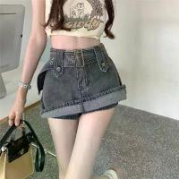 ราคา กางเกงยีนส์ขาสั้น, สำหรับผู้หญิง, สีดำและสีเทา, กระโปรงยีนส์, เอวสูง, สไตล์ฮ่องกง, กระโปรงสาวฮอต, กางเกง, ขนาดใหญ่, สลิมฮิป, ฤดูร้อนใหม่, กระโปรงสั้น (1732102038368061797)