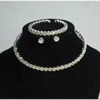 ราคา 【ส่งฟรี】 ชุดเครื่องประดับสร้อยคอ กำไล ต่างหูเพชร พร้อมส่ง (1733602574083392562)