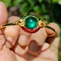 ราคา [พร้อมส่ง] กำไล พญานาค บ่วงนาค ลงยา ฝังพลอยสีเขียว10มิล ฟรีไซด์ ปรับได้ งานหุ้มทองแท้หนา 5 ไมครอนไม่ลอกไม่ดำ ผ่านพิธี ฟรียันต์ (1734062278712722619)