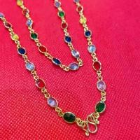 ราคา ของดีมีจำนวนจำกัด!! สร้อยพลอยสีนพเก้า สร้อยคอ กำไล ทองชุบ เศษทอง ทองปลอม หุ้มทอง โคลนนิ่ง สามารถปรับระดับได้ (นพเก้า) (1734057008365536506)