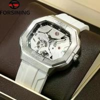 ราคา 2025 FORSINING นาฬิกาผู้ชายกลไกโครงกระดูกสี่เหลี่ยม นาฬิกาอัตโนมัติ สีขาว กีฬา กันน้ำ หรูหรา [COD] (1733505893133223726)