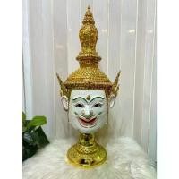 ราคา ✺เศียรครู พระอิศวร ขนาดครอบศรีษะ งานกระดาษ ใส่ตาแก้ว ปิดทองเค ประดับพลอย พร้อมฐานไม้อัดสีแดงฟรี ของขวัญ khon mask♩ (1733674849089455210)
