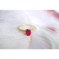 ราคา Rosen'marry/ แหวนพลอยทับทิมแท้ ตัวเรือนเงินแท้ชุบทอง จัดส่งฟรี RR006 , พลอยแท้เสริมดวง , ของขวัญ (1729842372444720066)