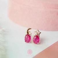 ราคา Rosen'marry/ต่างหูพลอยทับทิมแท้ ตัวเรือนเงินแท้925ชุบพิงค์โกวล แหวนพลอยเสริมดวง ของขวัญ RE064 (1729839518196468674)