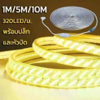ราคา [COD] [tiktok]ไฟท่อ ไฟเส้นสายยางกันน้ำ ไฟLED 220V 320เม็ด/เมตร ความยาว 1/5/10เมตร แสงวอร์มไวท์และแสงขาว พร้อมปลั๊กและหัวปิด ไฟเส้นอั กันน้ำIP65 เส้นหนาทนทาน ไฟแต่งสวน คริสต์มาส ป (1734330835424020050)