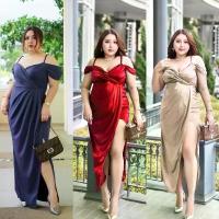 ราคา Janny เดรสสาวอวบ อ้วน Bigsize Plussize ชุดออกงาน ชุดราตรี มีงาน 2 ผ้า ผ้ามิลิน ผ้ากำมะหยี่ ผ้าซาติน เดรสยาว งานแต่ง (1733697113253316411)