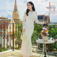 ราคา ยอดขายดีอันดับ 1เดรสสีขาว ชุดขาว ชุดลูกไม้สีขาว เดรสออกงาน ชุดขาวใส่ทำบุญไปวัด งานบวช งานแต่ง ราคาถูก มีไซส์ S M L XL (1732491060130448798)