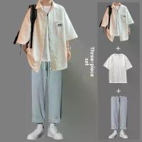 ราคา ชุดเสื้อเชิ้ตแขนสั้นวาฟเฟิลฤดูร้อน เทรนด์ใหม่ สำหรับผู้ชาย หรูหรา สไตล์ฮ่องกง เสื้อผ้าผู้ชาย เสื้อผ้าหล่อ ชุดลำลอง เสื้อ สูท ชาย ไป งานแต่ง เสื้อสูทสีดำ สูท สีกรม (1733040830429955978)