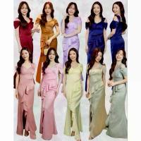 ราคา F310 ชุดออกงาน เพื่อนเจ้าสาว ราตรี prewedding งานแต่ง prom บายเนียร์ เดรสยาวปิดแขนแต่งจีบเอวระบาย (1733554282722920412)