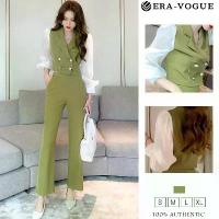 ราคา 【Great Selection】 ชุดเซ็ท ชิ้น ผญ เสื้อแขนยาว+กางเกงขายาว เอวสูง สีเขียว ผ้าสูท ชุดเอี้ยมหญิง ชุดจั๊มสูทหญิง เซตเสื้อกางเกง ชุดออกงาน ชุดทำงาน งานสวย ผ้ามีน้ำหนัก ดูแพง สวมใส่สบา (1734067887360607631)