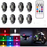 ราคา ไฟ LED ไร้สายสำหรับรถยนต์ 8 ชิ้น พร้อมรีโมทควบคุม ไฟสโตรบ LED ไร้สาย 8 สี ชาร์จผ่าน USB กันน้ำระดับ IP65 ป้องกันการชน สำหรับโดรน มอเตอร์ไซค์ รถยนต์ จักรยาน และเครื่องบินบังคับวิทยุ สีดำ (1733771257075