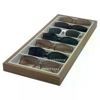 ราคา *พร้อมส่ง*จานโชว์แว่นตา 7 ช่อง (วอลนัทสีดำไม้+กำมะหยี่สีเทา) กล่องใส่แว่นตา 7 ช่อง ถาดใส่แว่นตา sunglasses แฟชั่น แบรนด์เนม ของ แท้ ตา ปั่น จักรยาน ตก ปลา (1732963550569333862)