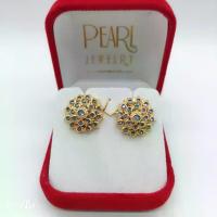ราคา พิถีพิถันมาก Pearl Jewelry ต่างหู พลอยสังเคราะห์ สีเพชรซีก ทรงกระดุม งานโบราณ ช่างไทย ปราณีต ขนาด 1 ซม.งานหายาก หรูหราเบาบาง (1733736811827201296)