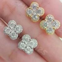 ราคา ต่างหู ดอกโคลเวอร์ ฝังเพชรสวิส4เม็ดใหญ่ 10.5mm.เงินแท้ 92.5% ชุบทอง18k / ชุบทองคำขาว (1732018958883914762)