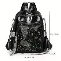 ราคา กระเป๋าเป้ผู้หญิงพร้อมสายสะพายไหล่ที่ถอดออกได้, กระเป๋าถือ, ความจุมาก, ปิดซิป, กระเป๋าเป้สะพายหลังสังเคราะห์สีดำหรูหราสำหรับผู้หญิง, เหมาะสำหรับวิทยาลัย, ท่องเที่ยว, ใช้ประจำวัน, (1732551975650362444)