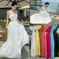 ราคา ชุดเดรสโชว์หลัง เดรสยาวสายเดี่ยวสีพื้น ใส่ไปทะเล ปาร์ตี้ ชุดไปทะเล (1733678322353997323)