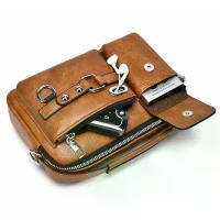ราคา Genuine Leather Texture Men's Bag Leather Bag Single Shoulder Bag Business Boss Crossbody Bag Handheld Men's Bag Handbag Multi-Pocket กระเป๋า ผู้ชาย กันน้ํา (1734214726526994020)
