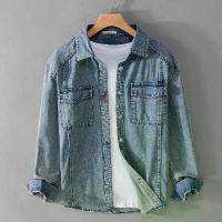 ราคา ผู้ชาย เสื้อเชิ้ตแขนยาวเดนิมวินเทจ มอเตอร์ไซค์ วัยรุ่น เท่ห์ เสื้อผู้ชาย (1733551771983579026)