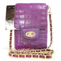 ราคา กระเป๋าสะพายข้าง ผู้หญิง ผู้ชายใส่โทรศัพท์มือถือ หนังจระเข้แท้ 100% สีม่วง หนังเงา พร้อมส่ายสะพายโซ่ สินค้าใหม่ ราคาถูก (1734002337090733549)