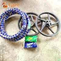 ราคา clevershoprich ใช้งานได้ เวฟ125R ล้อแม็ก WAVE125R / WAVE100S UBOX 5ก้านเดิม 1.40/1.60x17 หน้าดิสหลังดั้ม สีดำล้วน + ยางนอก 2.50/2.75x17 + ยางใน 2 เส้น ยางนอกยางในเป็นยางไทย Motorcycle มอเตอร์ไซค์ (173