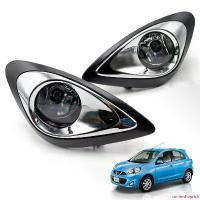 ราคา carriershoprich ความคงทน ชุดไฟตัดหมอก ไฟสปอร์ตไลท์ พร้อมสวิทช์ สายไฟครบ นิสสัน มาร์ช สี ใส สำหรับ นิสสัน Nissan March Micra K13 Facelift ปี 2014 2015 2016 2017 2018 รถยนต์ รถจักร (1731628491619732159)